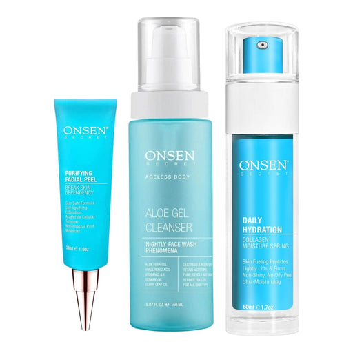 Onsen Secret Facial Glow Full-Size Kit Skin Care Sets Powder Blue Normal - Dry
