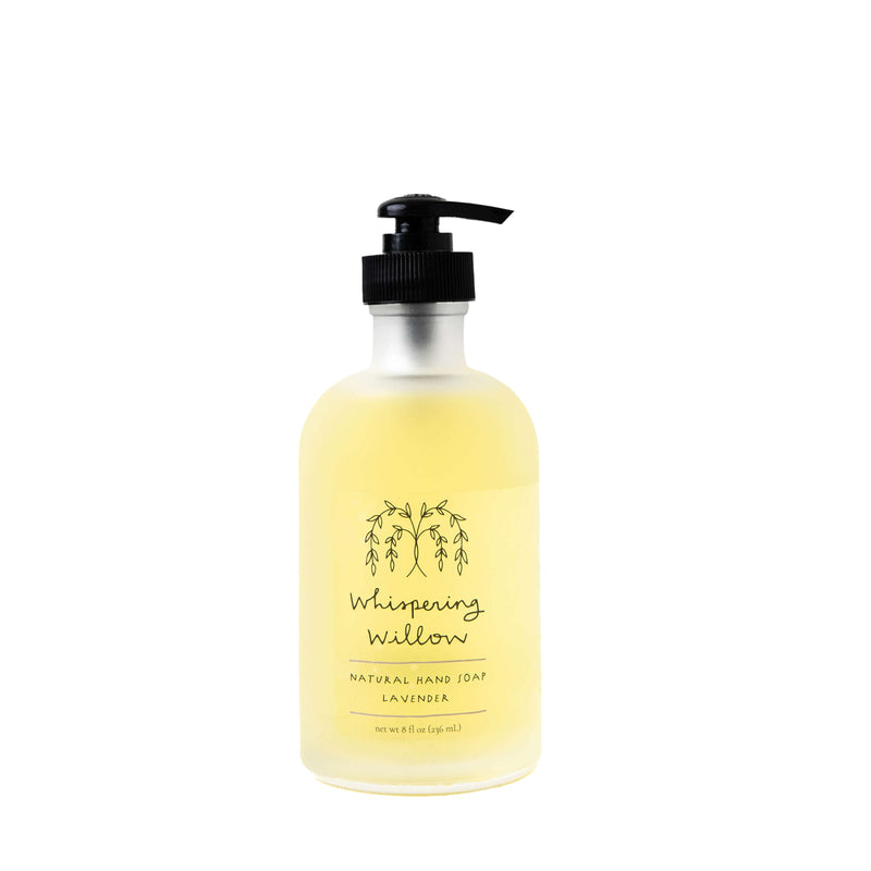 Whispering Willow Lavender Natural Hand Soap in a Glass Bottle Liquid Soap Pale Goldenrod