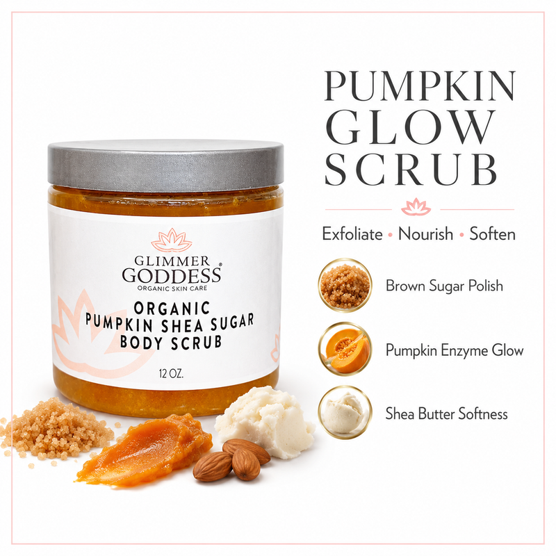 Glimmer Goddess® Organic Skin Care Organic Pumpkin Shea Sugar Body Scrub – Fall Scented Exfoliator Cleansers & Scrubs White Smoke Spiced Pumpkin Pie,Cinnamon Apple Cider