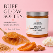 Glimmer Goddess® Organic Skin Care Organic Pumpkin Shea Sugar Body Scrub – Fall Scented Exfoliator Cleansers & Scrubs Pink Spiced Pumpkin Pie,Cinnamon Apple Cider