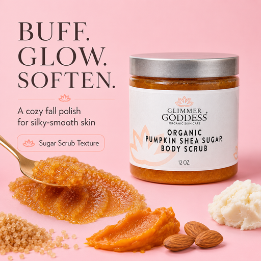 Glimmer Goddess® Organic Skin Care Organic Pumpkin Shea Sugar Body Scrub – Fall Scented Exfoliator Cleansers & Scrubs Pink Spiced Pumpkin Pie,Cinnamon Apple Cider