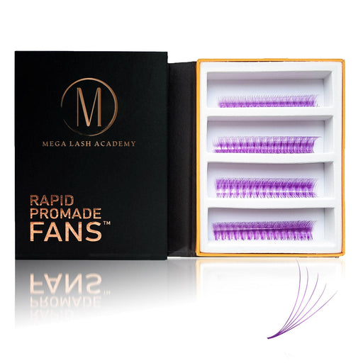 Mega Lash Academy Purple 5D Rapid Promade Fans - 600 Fans Promade Fans Black 0.07 / CC / Mixed 8-9-10-11 mm,0.07 / CC / Mixed 12-13-14-15 mm