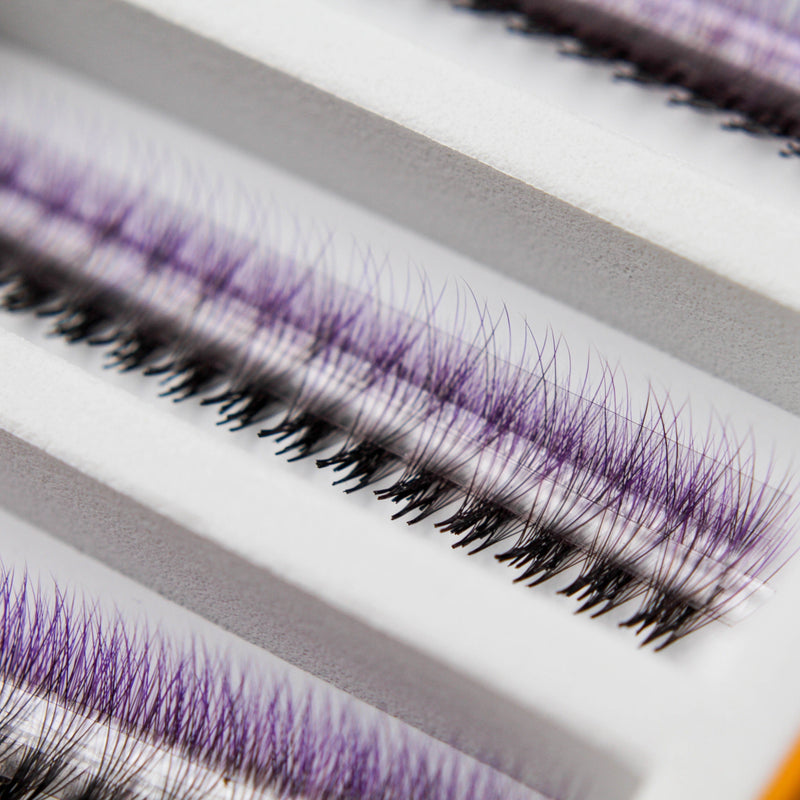 Mega Lash Academy Purple Ombré 6D Rapid Promade Fans - 600 Fans Promade Fans Lavender 0.07 / CC / Mixed 8-9-10-11 mm,0.07 / CC / Mixed 12-13-14-15 mm