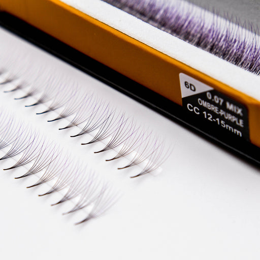 Mega Lash Academy Purple Ombré 6D Rapid Promade Fans - 600 Fans Promade Fans White Smoke 0.07 / CC / Mixed 8-9-10-11 mm,0.07 / CC / Mixed 12-13-14-15 mm