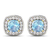 Bids.com 1.95 Carat Genuine Aquamarine and White Diamond 14K Yellow Gold Earrings Earrings White Smoke Default Title