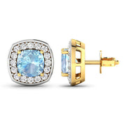 Bids.com 1.95 Carat Genuine Aquamarine and White Diamond 14K Yellow Gold Earrings Earrings White Smoke