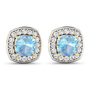 Bids.com 1.95 Carat Genuine Aquamarine and White Diamond 14K Yellow Gold Earrings Earrings White Smoke
