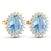 Bids.com 2.36 Carat Genuine Aquamarine and White Diamond 14K Yellow Gold Earrings Earrings White Smoke
