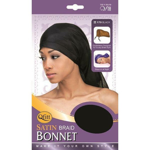 VIP Extensions Qfitt Satin Braid Bonnet 179 Hair Accessories Black