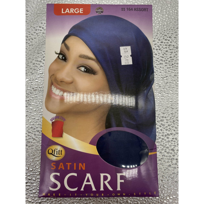 VIP Extensions Qfitt Satin Scarf LARGE Hair Accessories Dark Gray 165 Black,164 Assort. Black,Navy Blue,Brown,White,Red,Pink