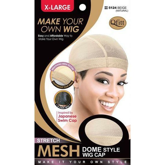 VIP Extensions Qfitt Stretch Mesh Dome Style Wig Cap Hair Accessories Black 5124 BEIGE (NATURAL) X-LARGE