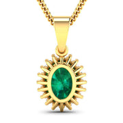 Bids.com 1.13 Carat Genuine Zambian Emerald and White Diamond 14K Yellow Gold Pendant Pendants White Smoke