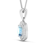 Bids.com 1.35 Carat Genuine Aquamarine and White Diamond 14K White Gold Pendant Pendants White Smoke