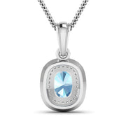Bids.com 1.35 Carat Genuine Aquamarine and White Diamond 14K White Gold Pendant Pendants White Smoke