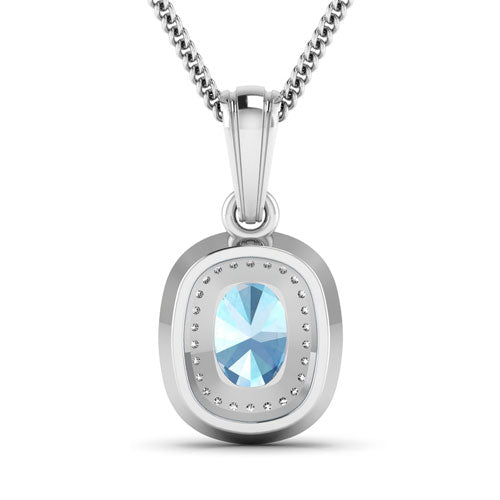 Bids.com 1.35 Carat Genuine Aquamarine and White Diamond 14K White Gold Pendant Pendants White Smoke