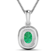 Bids.com 1.50 Carat Genuine Zambian Emerald and White Diamond 14K White Gold Pendant Pendants White Smoke