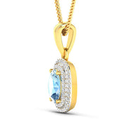 Bids.com 1.35 Carat Genuine Aquamarine and White Diamond 14K Yellow Gold Pendant Pendants White Smoke