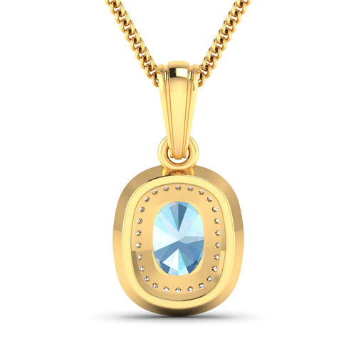 Bids.com 1.35 Carat Genuine Aquamarine and White Diamond 14K Yellow Gold Pendant Pendants White Smoke