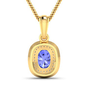 Bids.com 1.45 Carat Genuine Tanzanite and White Diamond 14K Yellow Gold Pendant Pendants White Smoke