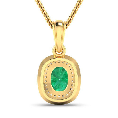 Bids.com 1.50 Carat Genuine Zambian Emerald and White Diamond 14K Yellow Gold Pendant Pendants White Smoke