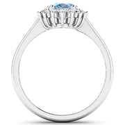 Bids.com 1.62 Carat Genuine Aquamarine and White Diamond 14K White Gold Ring Rings White Smoke size 6.00,size 7.00,size 8.00,size 9.00