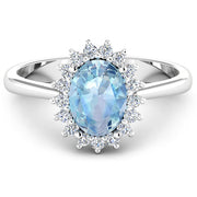 Bids.com 1.62 Carat Genuine Aquamarine and White Diamond 14K White Gold Ring Rings White Smoke size 6.00,size 7.00,size 8.00,size 9.00