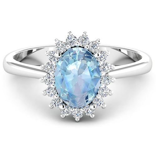 Bids.com 1.62 Carat Genuine Aquamarine and White Diamond 14K White Gold Ring Rings White Smoke size 6.00,size 7.00,size 8.00,size 9.00