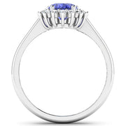Bids.com 1.92 Carat Genuine Tanzanite and White Diamond 14K White Gold Ring Rings White Smoke size 6.00,size 7.00,size 8.00,size 9.00