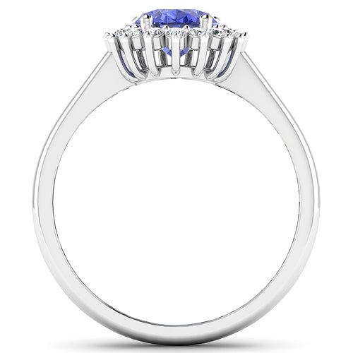 Bids.com 1.92 Carat Genuine Tanzanite and White Diamond 14K White Gold Ring Rings White Smoke size 6.00,size 7.00,size 8.00,size 9.00