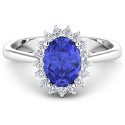 Bids.com 1.92 Carat Genuine Tanzanite and White Diamond 14K White Gold Ring Rings White Smoke size 6.00,size 7.00,size 8.00,size 9.00