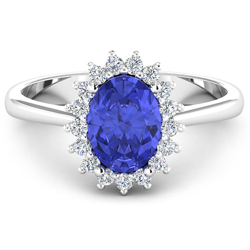 Bids.com 1.92 Carat Genuine Tanzanite and White Diamond 14K White Gold Ring Rings White Smoke size 6.00,size 7.00,size 8.00,size 9.00