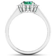 Bids.com 1.87 Carat Genuine Zambian Emerald  and White Diamond 14K White Gold Ring Rings White Smoke size 6.00,size 7.00,size 8.00,size 9.00