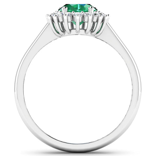 Bids.com 1.87 Carat Genuine Zambian Emerald  and White Diamond 14K White Gold Ring Rings White Smoke size 6.00,size 7.00,size 8.00,size 9.00