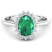 Bids.com 1.87 Carat Genuine Zambian Emerald  and White Diamond 14K White Gold Ring Rings White Smoke size 6.00,size 7.00,size 8.00,size 9.00