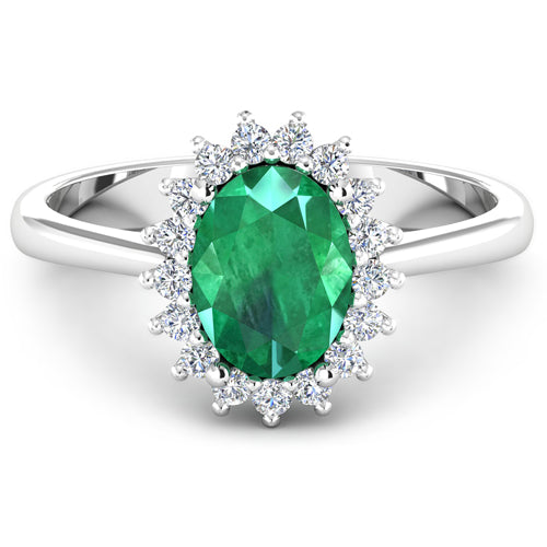 Bids.com 1.87 Carat Genuine Zambian Emerald  and White Diamond 14K White Gold Ring Rings White Smoke size 6.00,size 7.00,size 8.00,size 9.00
