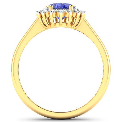 Bids.com 1.92 Carat Genuine Tanzanite and White Diamond 14K Yellow Gold Ring Rings White Smoke size 6.00,size 7.00,size 8.00