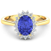 Bids.com 1.92 Carat Genuine Tanzanite and White Diamond 14K Yellow Gold Ring Rings White Smoke size 6.00,size 7.00,size 8.00