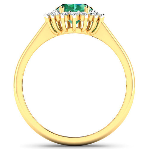 Bids.com 1.87 Carat Genuine Zambian Emerald and White Diamond 14K Yellow Gold Ring Rings White Smoke size 6.00,size 7.00,size 8.00,size 9.00