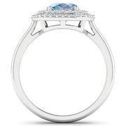 Bids.com 1.72 Carat Genuine Aquamarine and White Diamond 14K White Gold Ring Rings White Smoke size 6.00,size 7.00,size 8.00,size 9.00