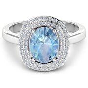 Bids.com 1.72 Carat Genuine Aquamarine and White Diamond 14K White Gold Ring Rings White Smoke size 6.00,size 7.00,size 8.00,size 9.00