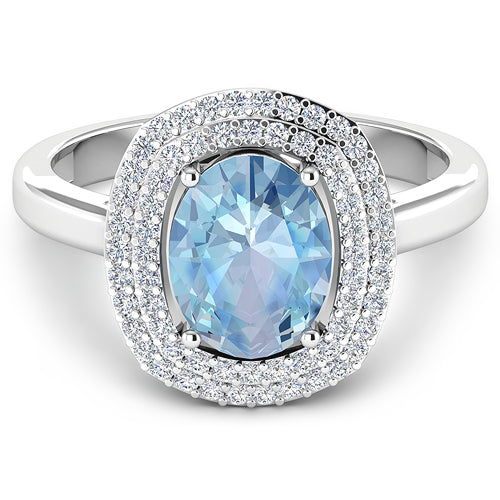 Bids.com 1.72 Carat Genuine Aquamarine and White Diamond 14K White Gold Ring Rings White Smoke size 6.00,size 7.00,size 8.00,size 9.00