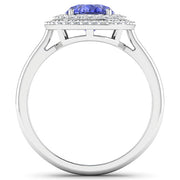 Bids.com 2.02 Carat Genuine Tanzanite and White Diamond 14K White Gold Ring Rings White Smoke size 6.00,size 7.00,size 8.00,size 9.00