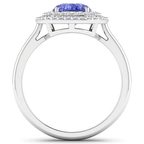 Bids.com 2.02 Carat Genuine Tanzanite and White Diamond 14K White Gold Ring Rings White Smoke size 6.00,size 7.00,size 8.00,size 9.00