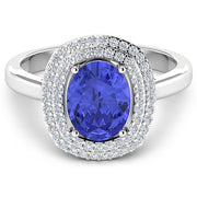 Bids.com 2.02 Carat Genuine Tanzanite and White Diamond 14K White Gold Ring Rings White Smoke size 6.00,size 7.00,size 8.00,size 9.00