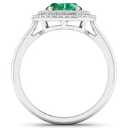 Bids.com 1.97 Carat Genuine Zambian Emerald  and White Diamond 14K White Gold Ring Rings White Smoke size 6.00,size 7.00,size 8.00,size 9.00