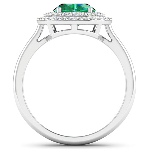 Bids.com 1.97 Carat Genuine Zambian Emerald  and White Diamond 14K White Gold Ring Rings White Smoke size 6.00,size 7.00,size 8.00,size 9.00