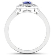 Bids.com 0.91 Carat Genuine Tanzanite and White Diamond 14K White Gold Ring Rings White Smoke size 6.00,size 7.00,size 8.00,size 9.00