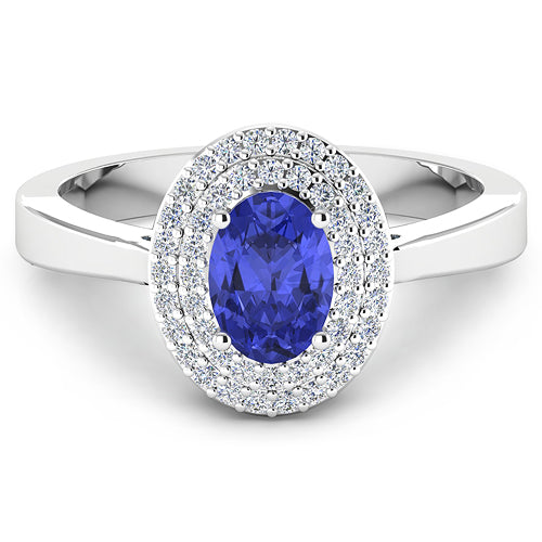 Bids.com 0.91 Carat Genuine Tanzanite and White Diamond 14K White Gold Ring Rings White Smoke size 6.00,size 7.00,size 8.00,size 9.00