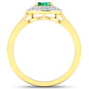 Bids.com 0.88 Carat Genuine Zambian Emerald  and White Diamond 14K Yellow Gold Ring Rings White Smoke size 5.00,size 6.00,size 7.00,size 8.00,size 9.00