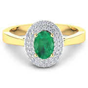 Bids.com 0.88 Carat Genuine Zambian Emerald  and White Diamond 14K Yellow Gold Ring Rings White Smoke size 5.00,size 6.00,size 7.00,size 8.00,size 9.00